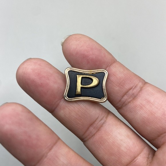 Vintage Hickok Monogram "P" Single Cufflink Rose Gold Tone / Black 1950s - Picture 6 of 7